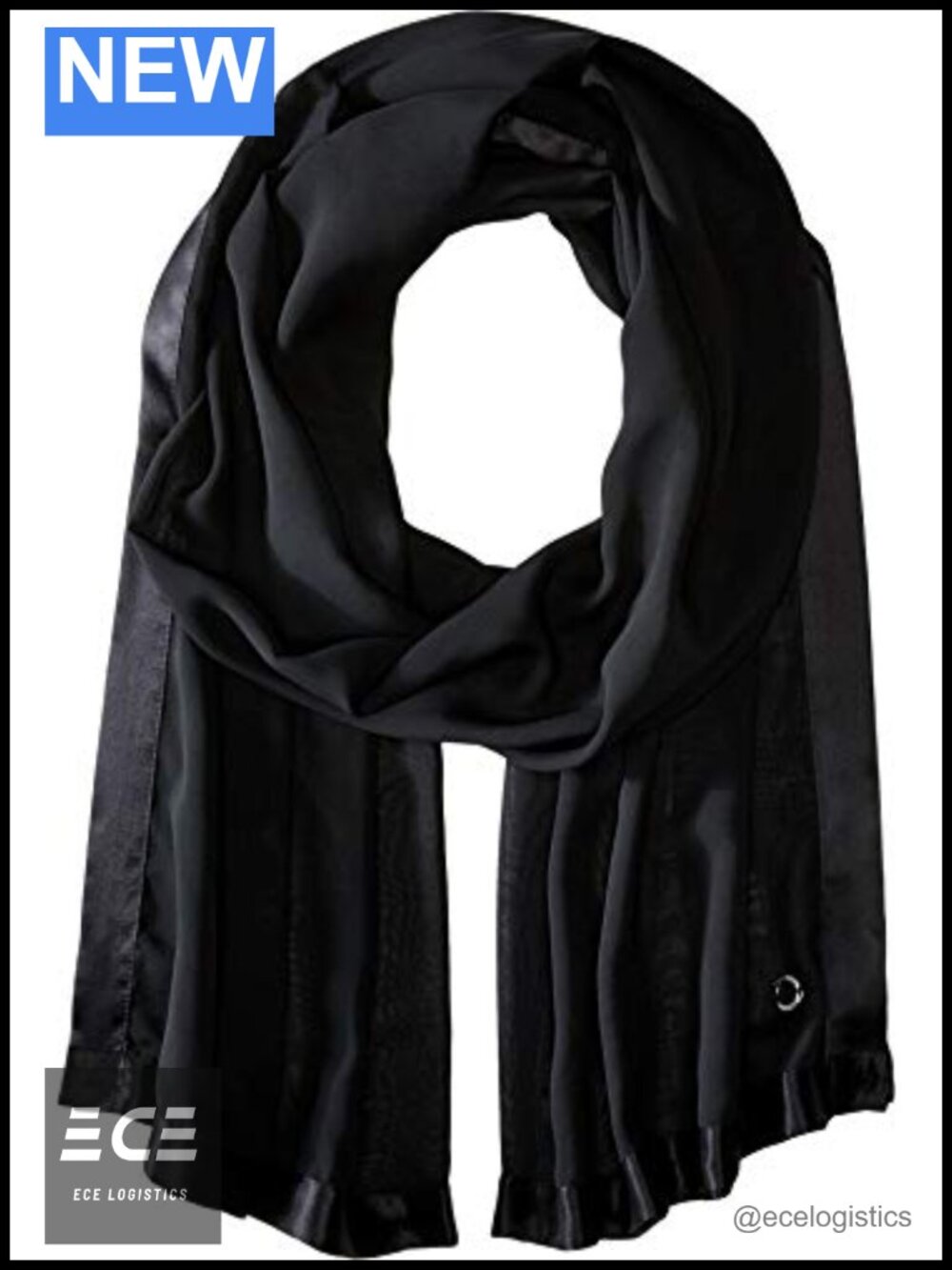 Satin Border Chiffon Scarf Lightweight Evening Wrap Bohemian Head Scarf